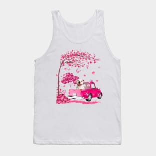 Valentine's Day Love Pickup Truck White Pitbulll Tank Top